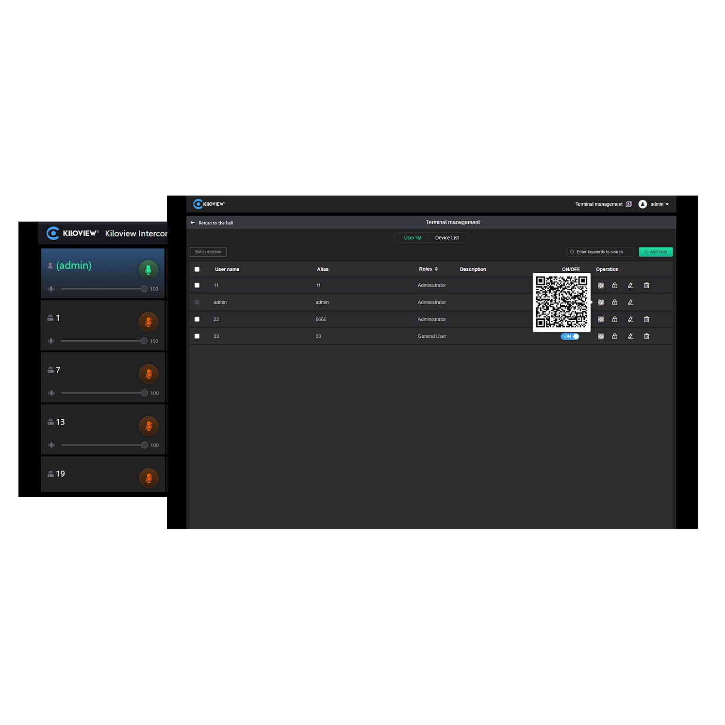 Kiloview KIS-Basic Intercom Server Software Main image