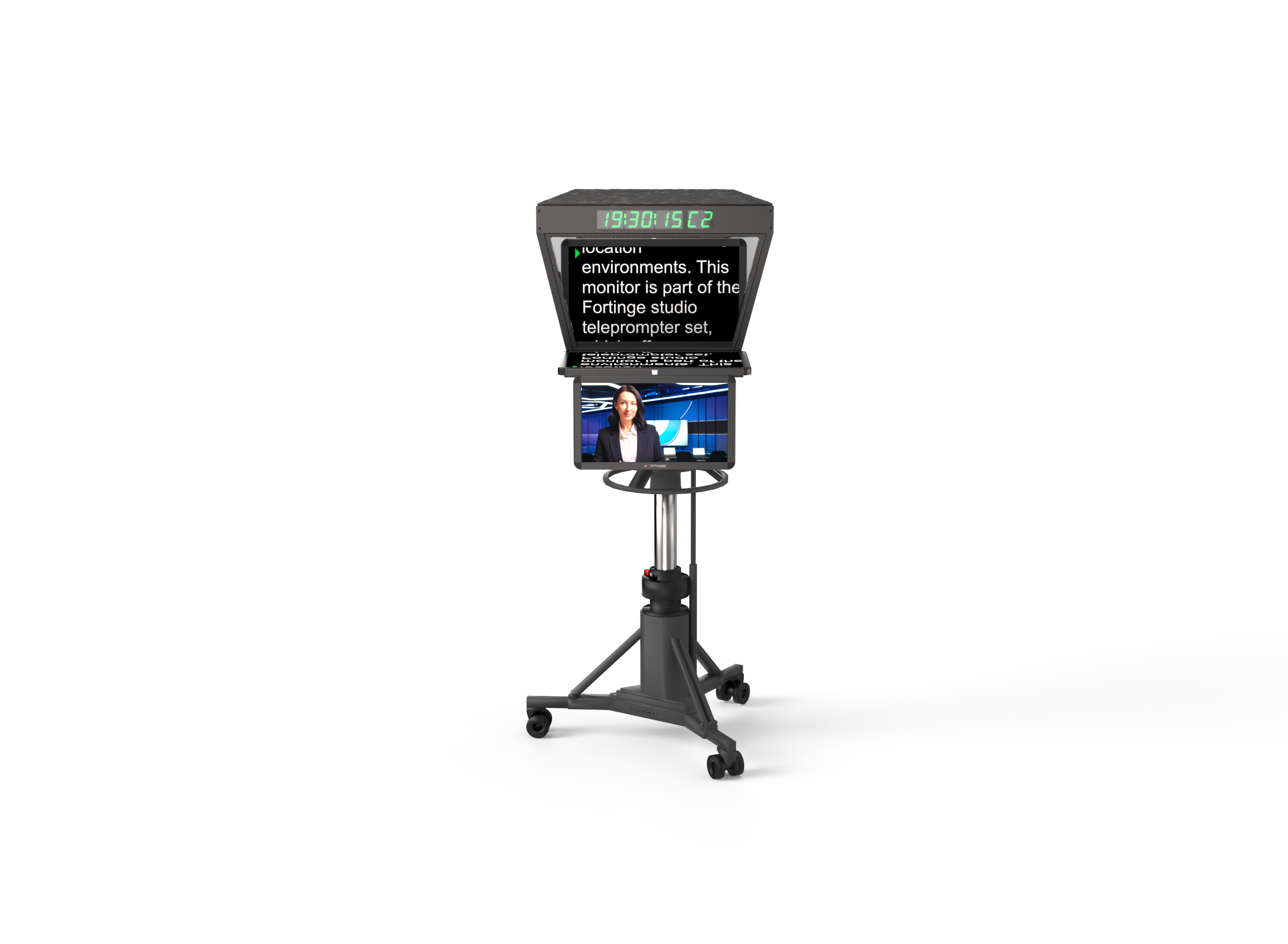 19" HIGH BRIGHTNESS STUDIO TELEPROMPTER with  SDI IN/OUT for PTZ CAMERAS