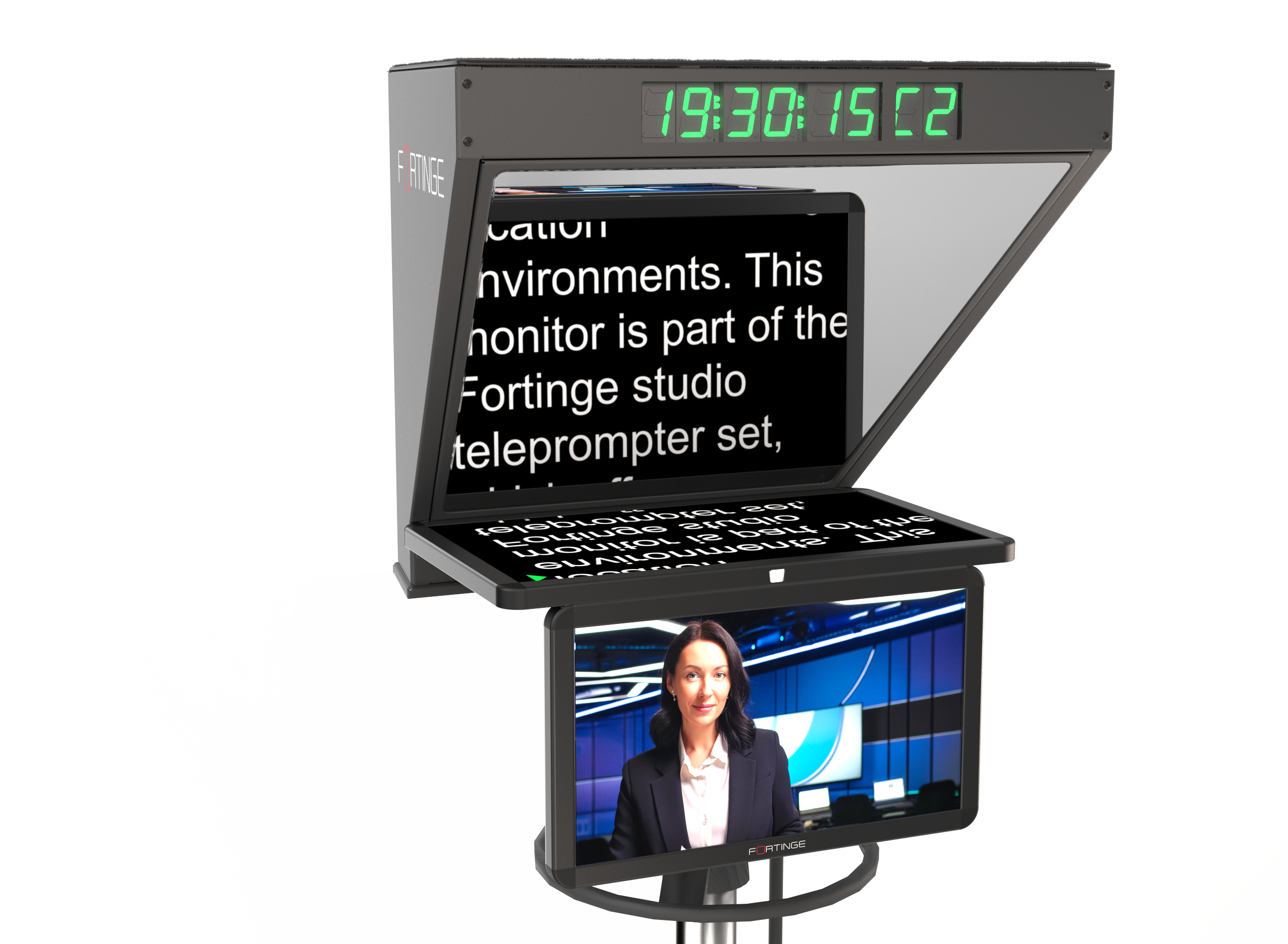 21" HIGH BRIGHTNESS STUDIO TELEPROMPTER with SDI IN/OUT for PTZ CAMERAS