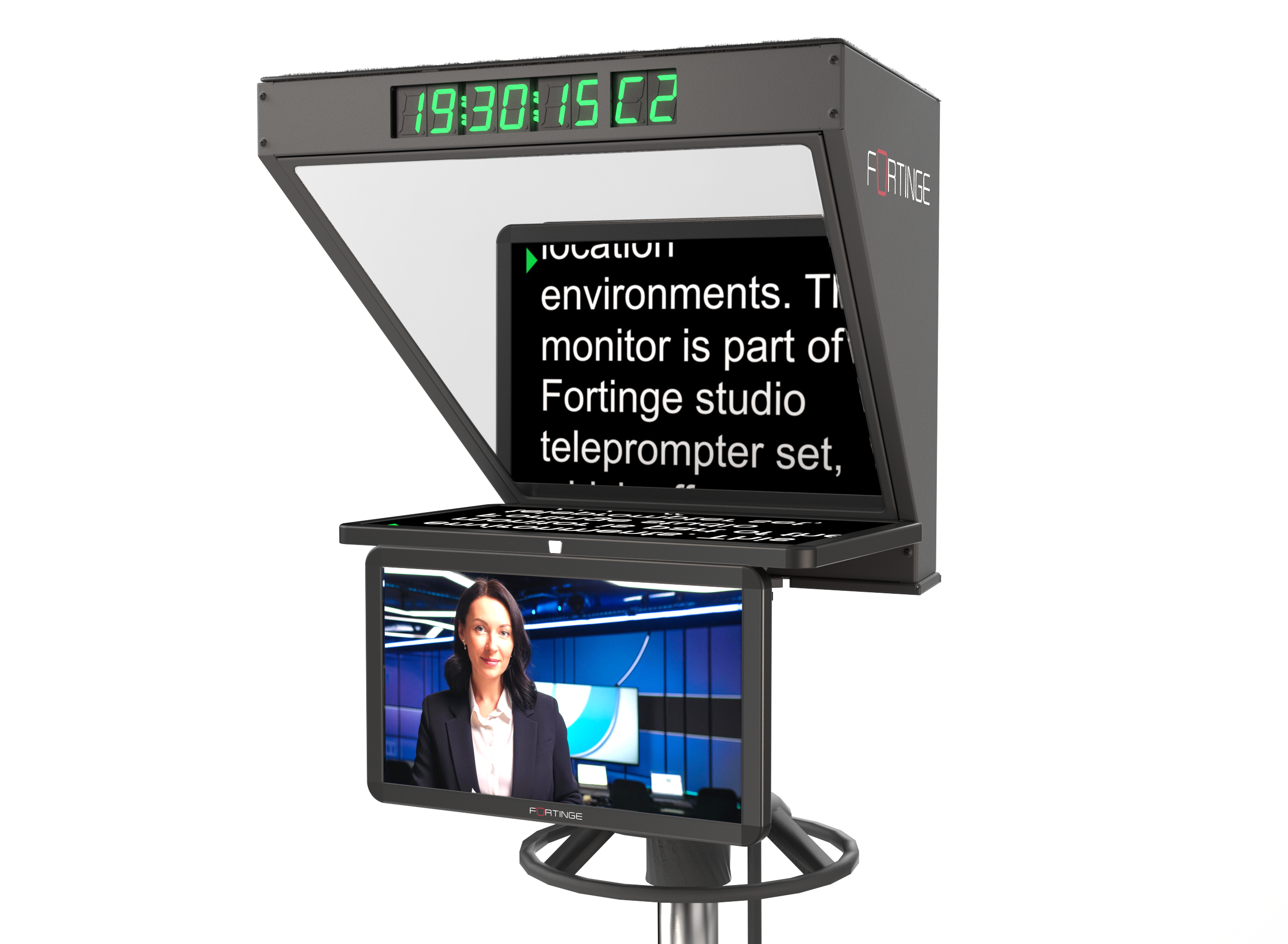 24" HIGH BRIGHTNESS STUDIO TELEPROMPTER with SDI IN/OUT for PTZ CAMERAS